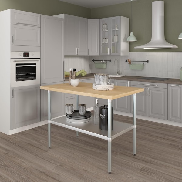 Amgood 30 in. x 48 in. Maple Wood Top Work Table with Adjustable Undershelf - MWWT-3048-Z