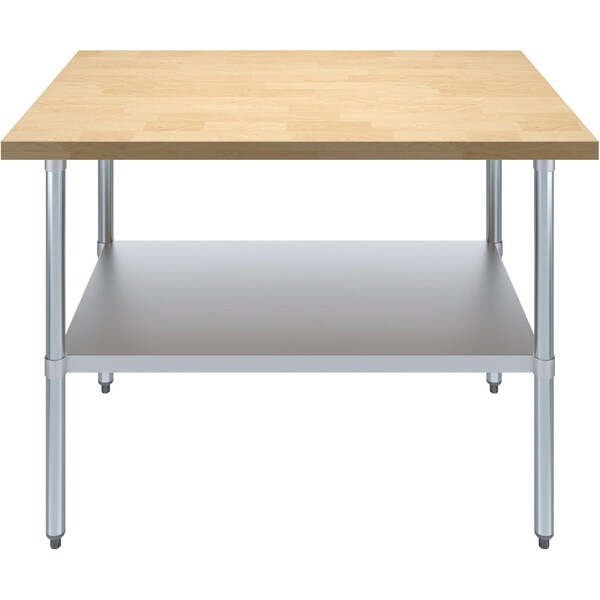 Amgood 30 in. x 48 in. Maple Wood Top Work Table with Adjustable Undershelf - MWWT-3048-Z