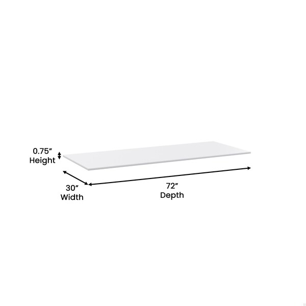 Flash Furniture Denton High-Pressure 0.75-in Thick Poly Top Cutting Board w/Brackets for Kitchen Tabletop - NH-WT-3072-TOP-GG