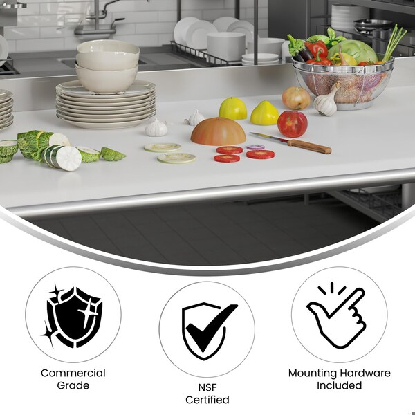 Flash Furniture Denton High-Pressure 0.75-in Thick Poly Top Cutting Board w/Brackets for Kitchen Tabletop - NH-WT-3072-TOP-GG