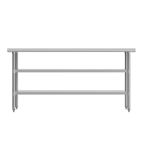 Flash Furniture Reader Work Table, 18 Gauge Stainless Steel Top Shelf w/Poly Cutting Board and 2 Undershelves - NH-WT-GU-3072-POLYTOP-GG