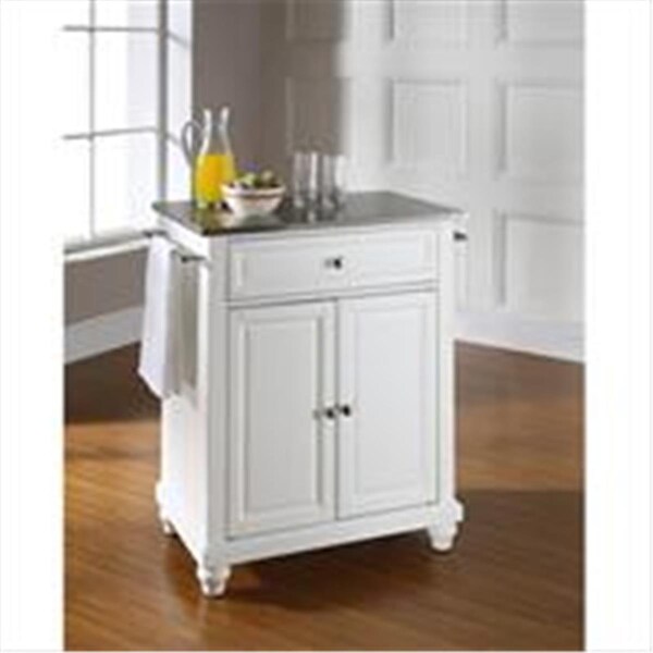 Modern Marketing Crosley Furniture  Cambridge Stainless Steel Top Portable Kitchen Island in White Finish - KF30022DWH