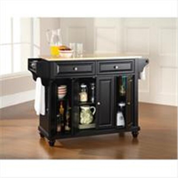 Betterbeds Crosley Furniture  Cambridge Natural Wood Top Kitchen Island in Black Finish - BE2613645