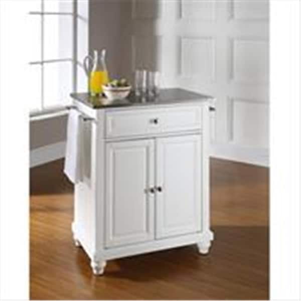 Betterbeds Crosley Furniture Cambridge Stainless Steel Top Portable Kitchen Island in White Finish - BE2613727