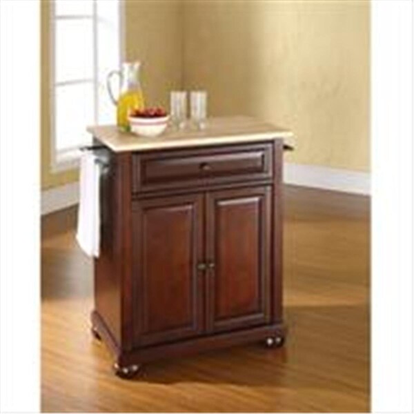 Betterbeds Crosley Furniture  Alexandria Natural Wood Top Portable Kitchen Island in Vintage Mahogany Finish - BE3039234