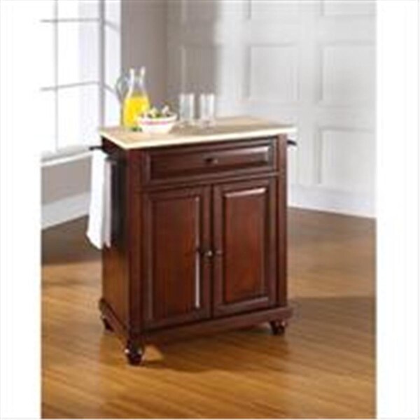 Modern Marketing Crosley Furniture  Cambridge Natural Wood Top Portable Kitchen Island in Vintage Mahogany Finish - KF30021DMA
