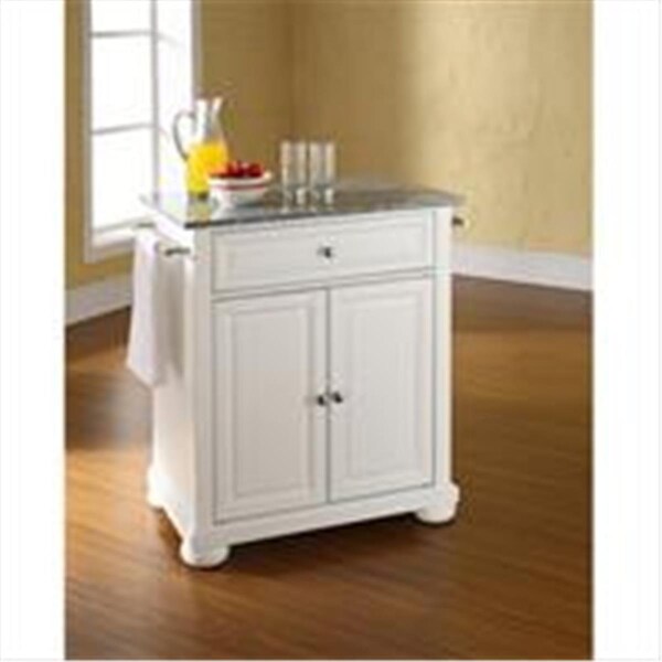 Modern Marketing Crosley Furniture  Alexandria Solid Granite Top Portable Kitchen Island in White Finish - KF30023AWH
