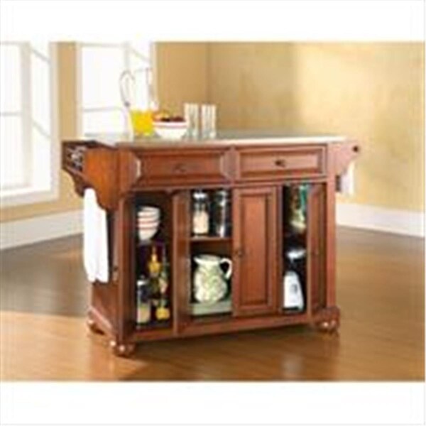 Modern Marketing Crosley Furniture  Alexandria Stainless Steel Top Kitchen Island in Classic Cherry Finish - KF30002ACH