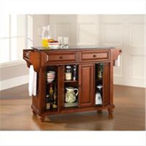 Modern Marketing Crosley Furniture  Cambridge Solid Black Granite Top Kitchen Island in Classic Cherry Finish - KF30004DCH