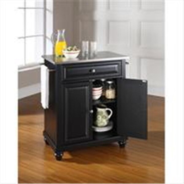 Modern Marketing Crosley Furniture  Cambridge Stainless Steel Top Portable Kitchen Island in Black Finish - KF30022DBK