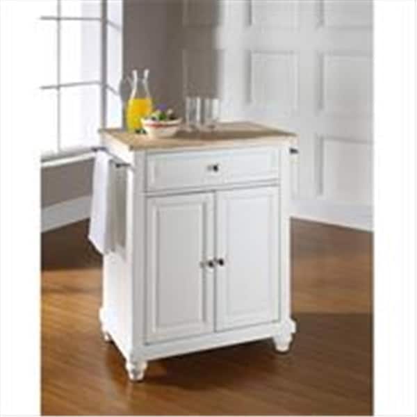 Modern Marketing Crosley Furniture  Cambridge Natural Wood Top Portable Kitchen Island in White Finish - KF30021DWH