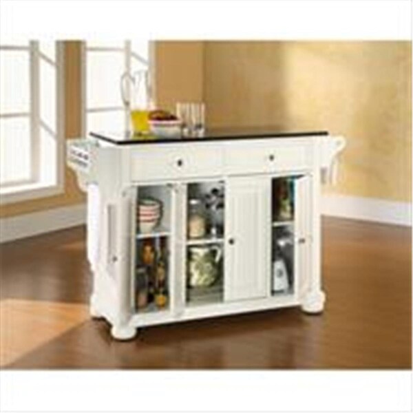 Betterbeds Crosley Furniture Alexandria Solid Black Granite Top Kitchen Island in White Finish - BE3045582