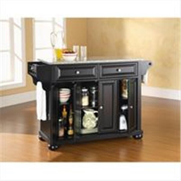 Modern Marketing Crosley Furniture  Alexandria Solid Granite Top Kitchen Island in Black Finish - KF30003ABK