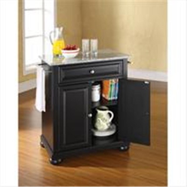 Modern Marketing Crosley Furniture  Alexandria Solid Granite Top Portable Kitchen Island in Black Finish - KF30023ABK