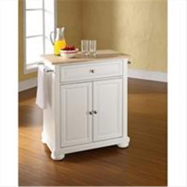 Betterbeds Crosley Furniture Alexandria Natural Wood Top Portable Kitchen Island in White Finish - BE3051551