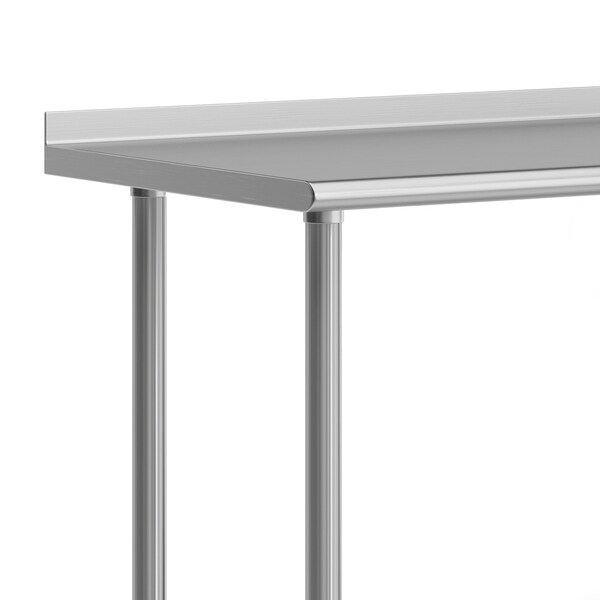 Flash Furniture Rawcliffe SS 18Ga Work Table w/1.5in. Backsplash, Undershelf and 2 Locking Casters, 48 x 24 x 36 - NH-WT-2448BSP-CAS-GG
