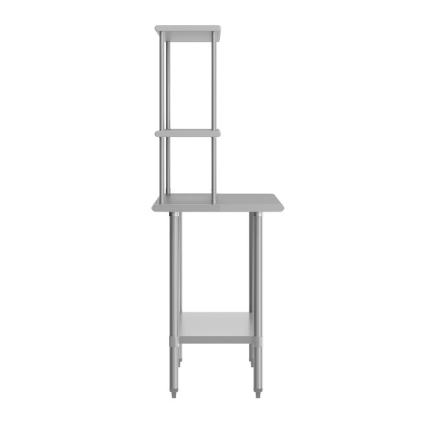 Flash Furniture Reese Work Table, 18 Gauge Stainless Steel Top Shelf and Double Overshelves and Undershelf - NH-WT-2460-OSH-GG