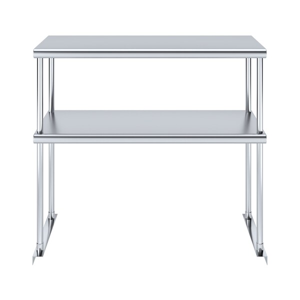 Amgood 14 in. x 36 in. AmGood Stainless Steel Double Deck Over Shelf - DOS-1436-Z