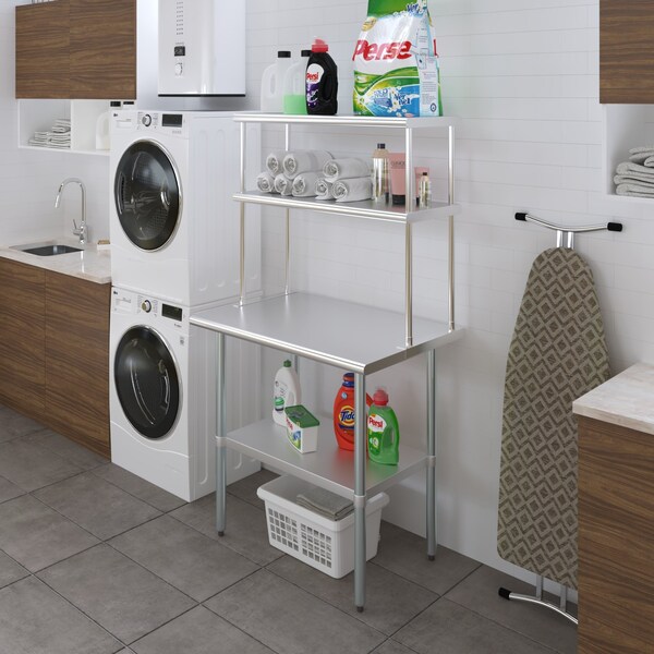 Amgood 14 in. x 36 in. AmGood Stainless Steel Double Deck Over Shelf - DOS-1436-Z