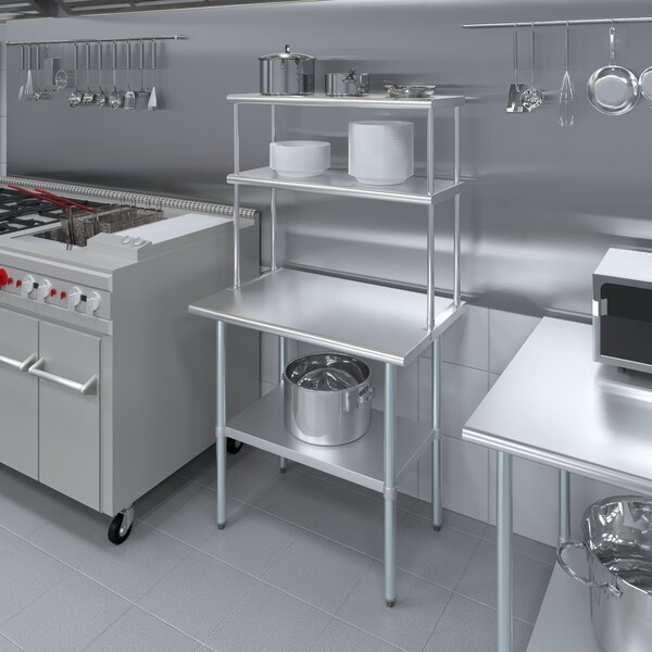 Amgood 14 in. x 36 in. AmGood Stainless Steel Double Deck Over Shelf - DOS-1436-Z
