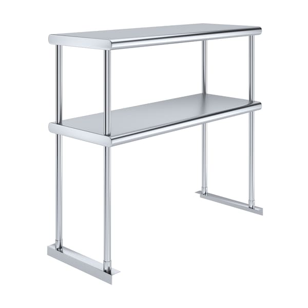 Amgood 14 in. x 36 in. AmGood Stainless Steel Double Deck Over Shelf - DOS-1436-Z