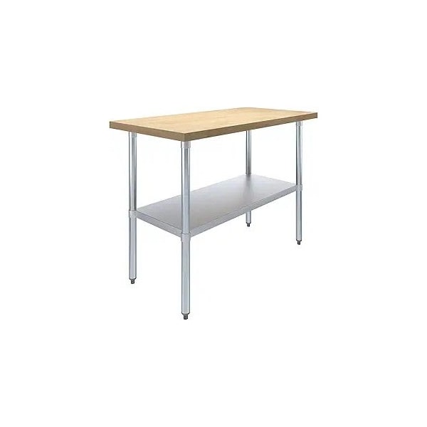 Amgood 24 in. x 48 in. Maple Wood Top Work Table with Adjustable Undershelf - MWWT-2448-Z