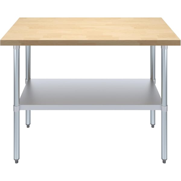 Amgood 24 in. x 48 in. Maple Wood Top Work Table with Adjustable Undershelf - MWWT-2448-Z