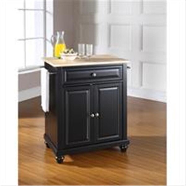 Betterbeds Crosley Furniture  Cambridge Natural Wood Top Portable Kitchen Island in Black Finish - BE2447767