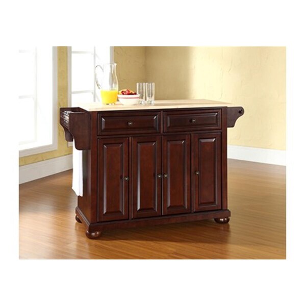 Modern Marketing Concepts Alexandria Natural Wood Top Kitchen Island In Vintage Mahogany Finish - KF30001AMA