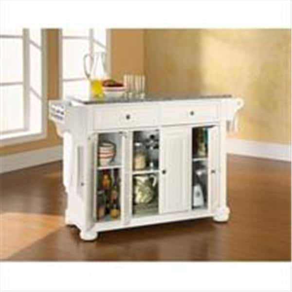 Betterbeds Crosley Furniture Alexandria Solid Granite Top Kitchen Island in White Finish - BE3042765