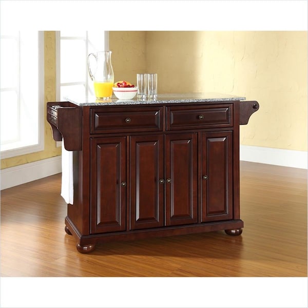 Seatsolutions Alexandria Solid Granite Top Kitchen Island in Vintage Mahogany Finish - SE741811