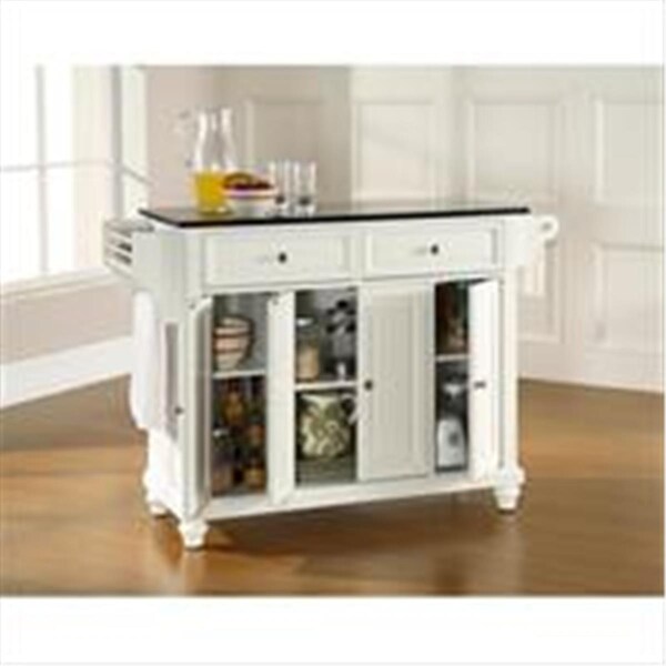 Modern Marketing Crosley Furniture Cambridge Solid Black Granite Top Kitchen Island In White Finish - KF30004DWH