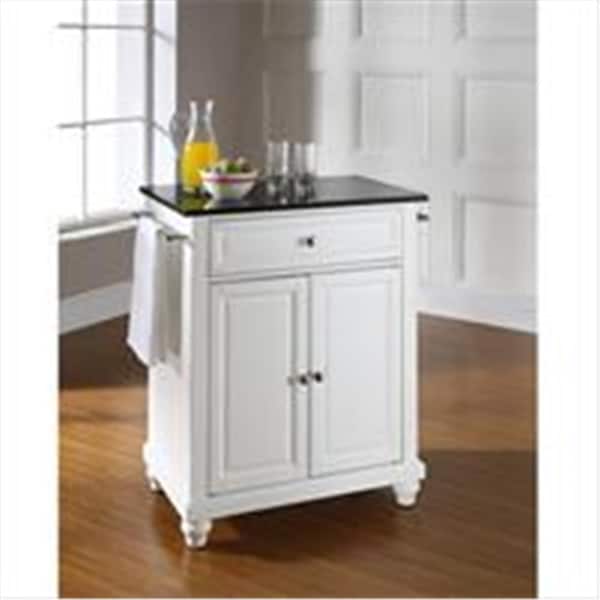 Modern Marketing Crosley Furniture Cambridge Solid Black Granite Top Portable Kitchen Island In White Finish - KF30024DWH