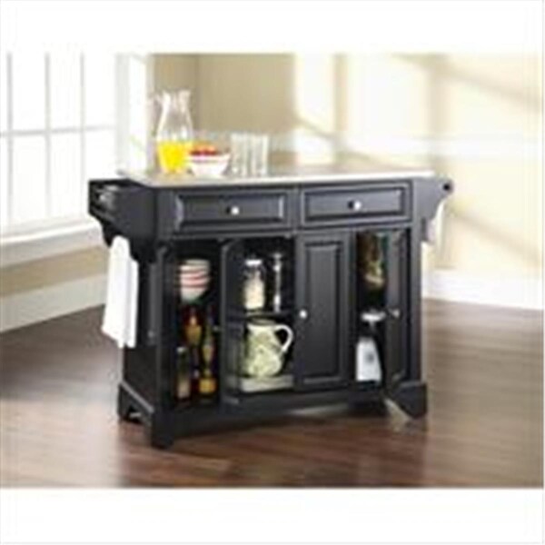 Modern Marketing Crosley Furniture Lafayette Stainless Steel Top Kitchen Island In Black Finish - KF30002BBK