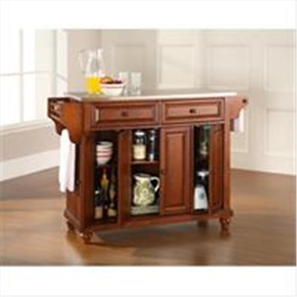 Modern Marketing Crosley Furniture  Cambridge Stainless Steel Top Kitchen Island in Classic Cherry Finish - KF30002DCH