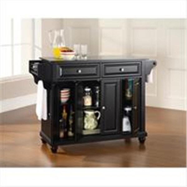 Modern Marketing Crosley Furniture  Cambridge Solid Black Granite Top Kitchen Island in Black Finish - KF30004DBK
