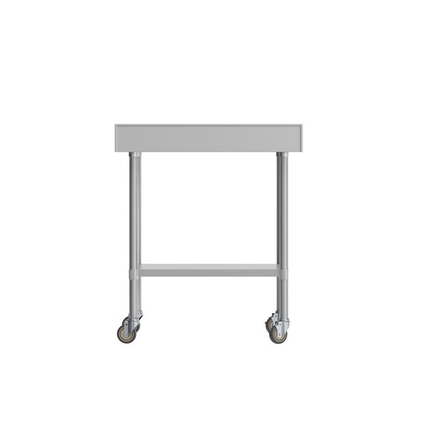 Flash Furniture Reese 30in. x 36in. Work Table, SS Top Shelf, 4in. Backsplash, Adjustable Undershelf, 4 Casters - NH-WT-3036-GG-B4-CAS-GG