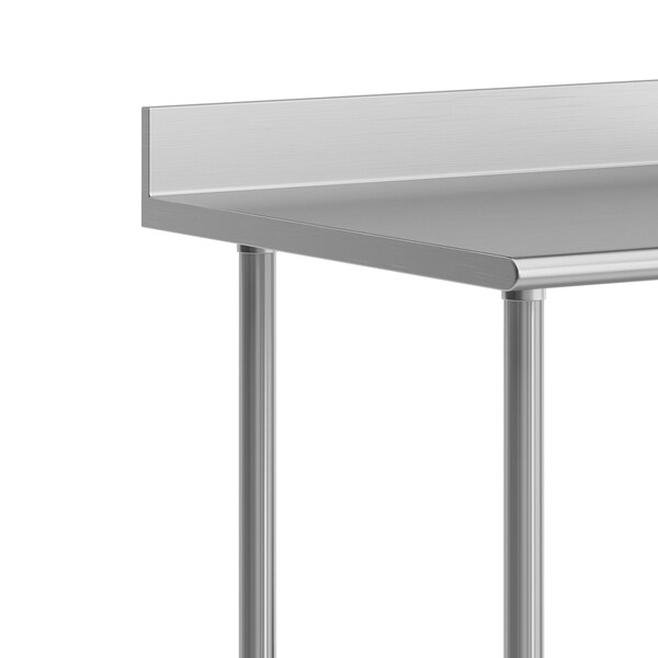 Flash Furniture Reese 30in. x 36in. Work Table, SS Top Shelf, 4in. Backsplash, Adjustable Undershelf, 4 Casters - NH-WT-3036-GG-B4-CAS-GG
