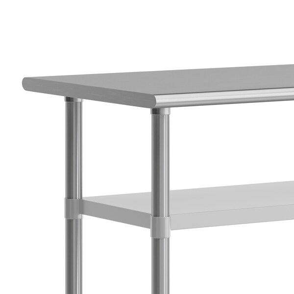 Flash Furniture Reese SS Work Table 24in. x 60in. w/2 Undershelves and 4 Casters, Heavy Duty Food Prep Worktable - NH-WT-GU-2460-CAS-GG