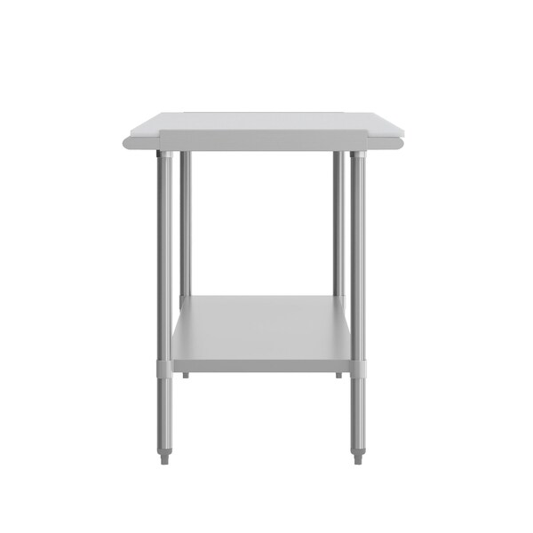 Flash Furniture Reader Work Table, 18 Gauge Stainless Steel Top Shelf w/Poly Cutting Board and Undershelf - NH-WT-3072-POLYTOP-GG