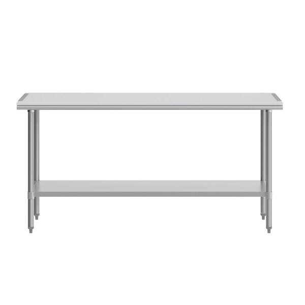 Flash Furniture Reader Work Table, 18 Gauge Stainless Steel Top Shelf w/Poly Cutting Board and Undershelf - NH-WT-3072-POLYTOP-GG