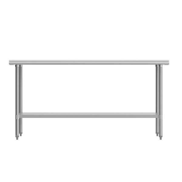 Flash Furniture Reader Work Table, 18 Gauge Stainless Steel Top Shelf w/Poly Cutting Board and Undershelf - NH-WT-3072-POLYTOP-GG