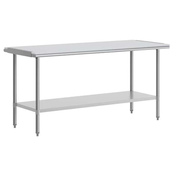 Flash Furniture Reader Work Table, 18 Gauge Stainless Steel Top Shelf w/Poly Cutting Board and Undershelf - NH-WT-3072-POLYTOP-GG