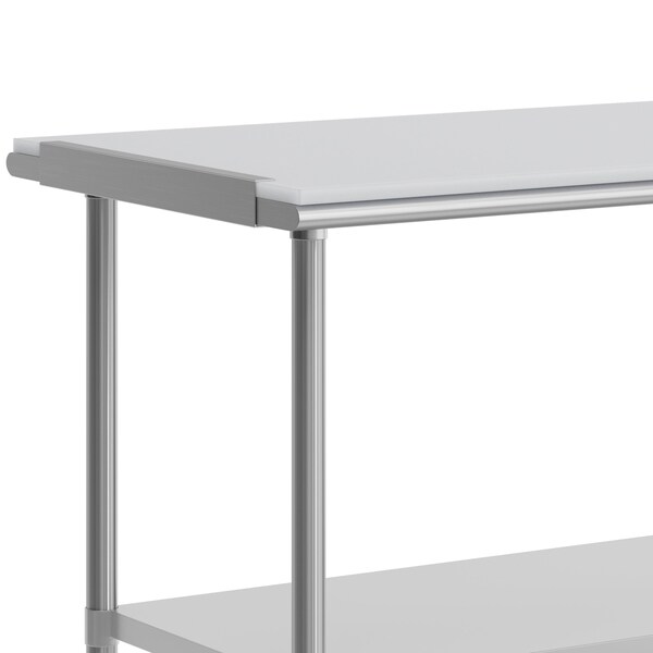 Flash Furniture Reader Work Table, 18 Gauge Stainless Steel Top Shelf w/Poly Cutting Board and Undershelf - NH-WT-3072-POLYTOP-GG