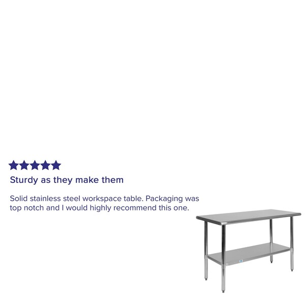 Flash Furniture 48"W Stainless 18 Gauge Work Table - Undershelf - NH-WT-2448-GG