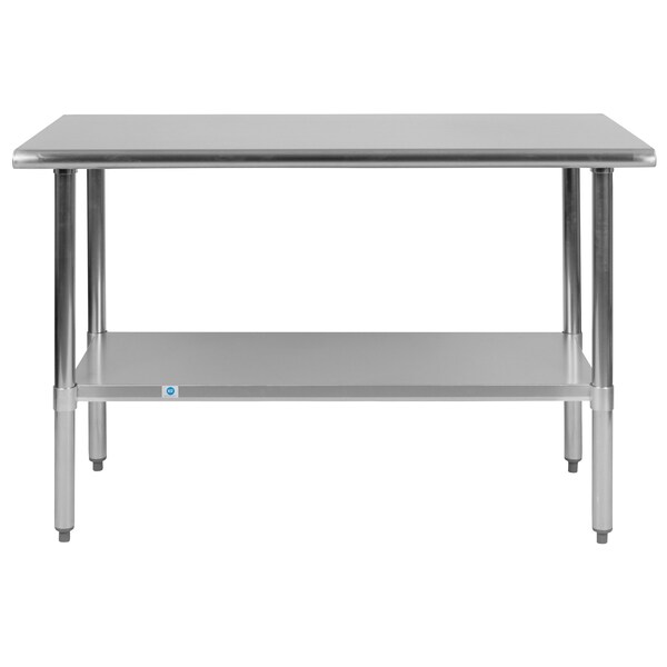 Flash Furniture 48"W Stainless 18 Gauge Work Table - Undershelf - NH-WT-2448-GG