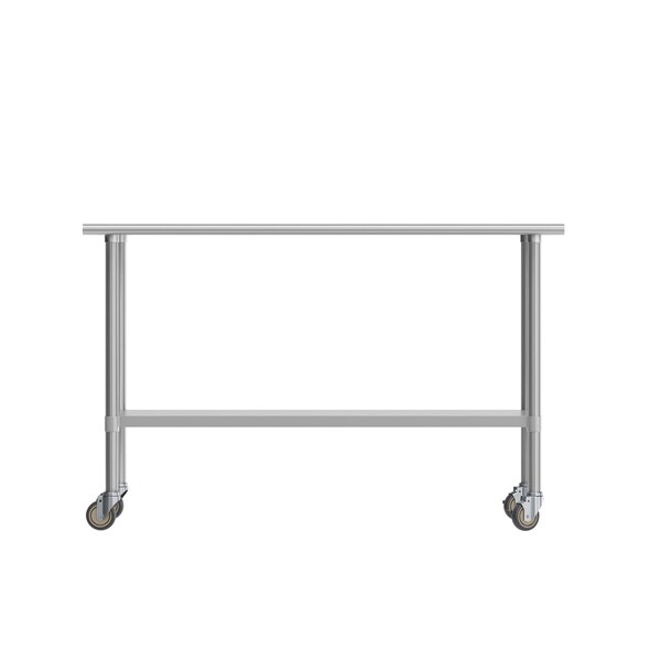 Flash Furniture Reese Work Table, 18 Gauge Stainless Steel Top Shelf, Undershelf and 4 Casters w/2 Locking - NH-WT-2460-CAS-GG