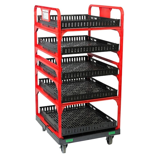 Effizient 28 in Retail Cart, 2 swivel casters w/brake, 2 rigid casters. 5 shelves, 10 dividers, 10 separators - EF28RC2SWGEN