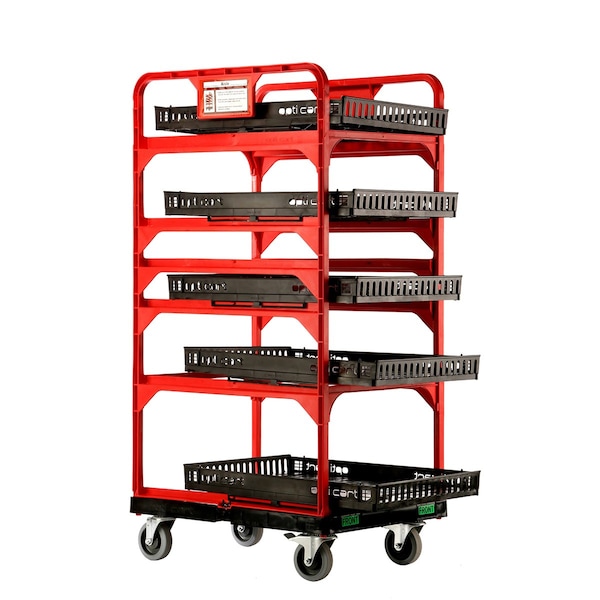 Effizient 23 in Retail Cart, 2 swivel casters w/brake, 2 swivel casters. 5 shelves, 10 dividers, 10 separators - EF23RC2SWGEN