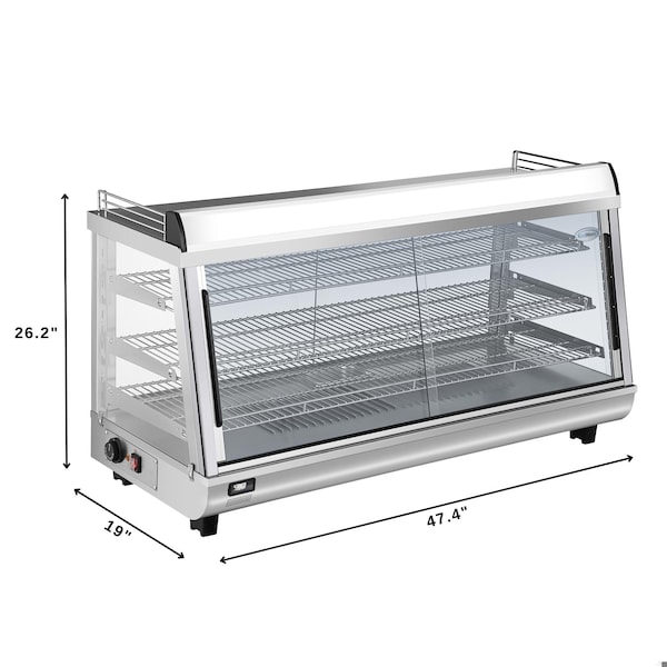 Koolmore 48 in. Glass Countertop Display Warmer, 6.5 cu. ft. in Stainless Steel - HDC-6C-SS